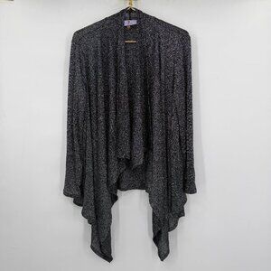 JS Collections Charcoal Gray Silver Metallic Drape Front Cardigan Women's PL